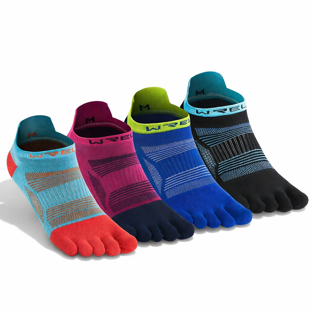WRELS Breathable Stripe Toe Socks | Non-Slip Athletic Socks for Men & Women | Perfect for Hiking Running | Nylon | All-Season