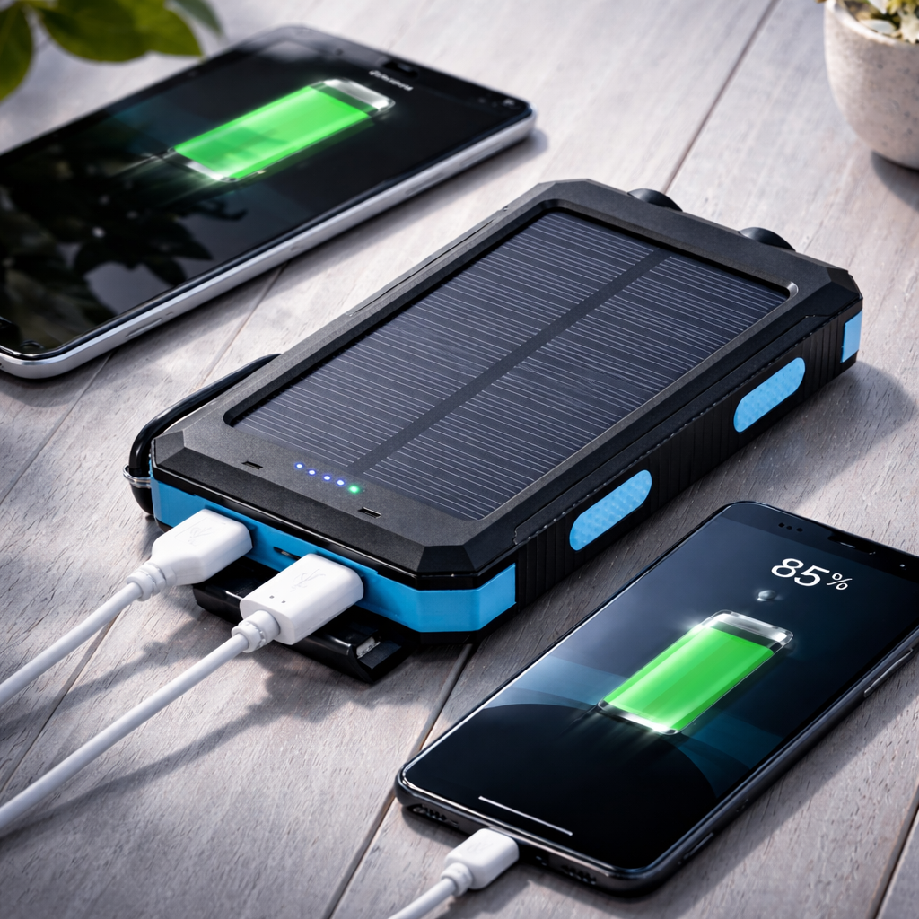 Solar Power Bank 20000mAh | Waterproof Dual USB Charger | LED Flashlight | Portable External Battery