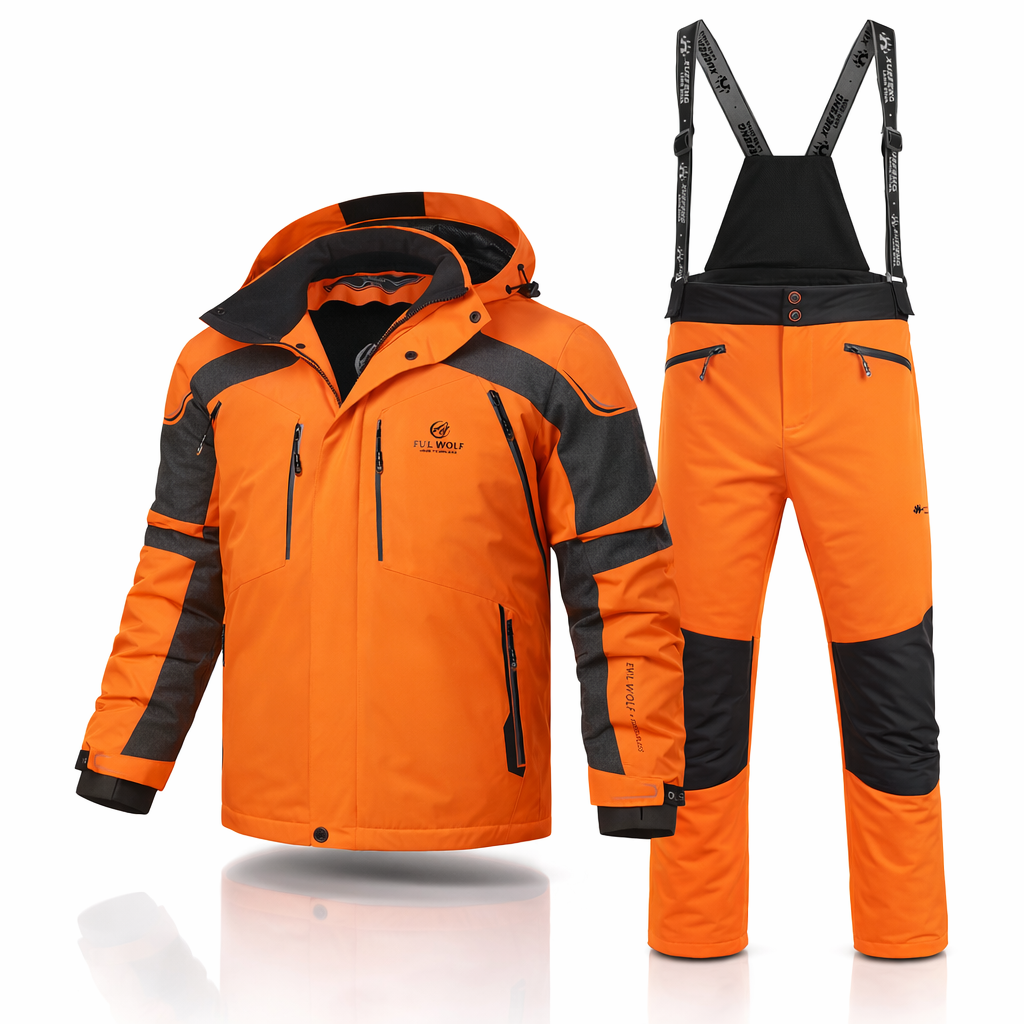 Men's Winter Ski Suit Set | Hooded Waterproof Jacket & Spliced Pants | Warm Outdoor Sportswear for Skiing & Hiking
