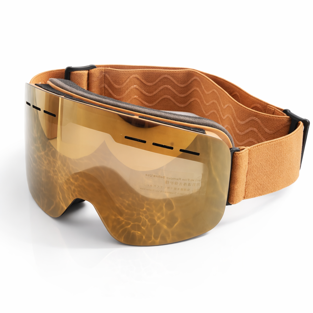 Frameless Snowboarding Goggles | Clip-On Breathable Sponge | Mirrored Lenses | Adults 14+ | Black TPU