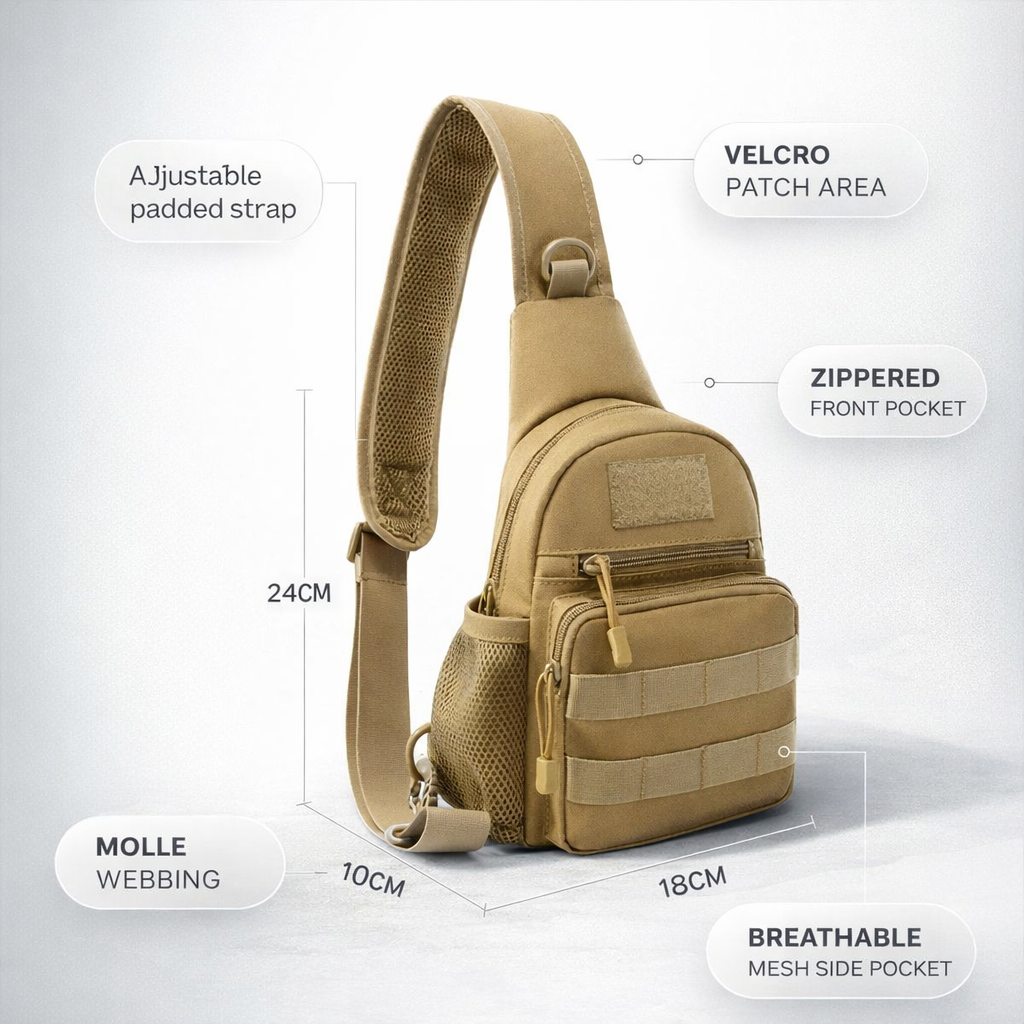 Nylon Crossbody Sling Bag | Outdoor Travel Shoulder Pack for Men Women | Hiking Camping Gear