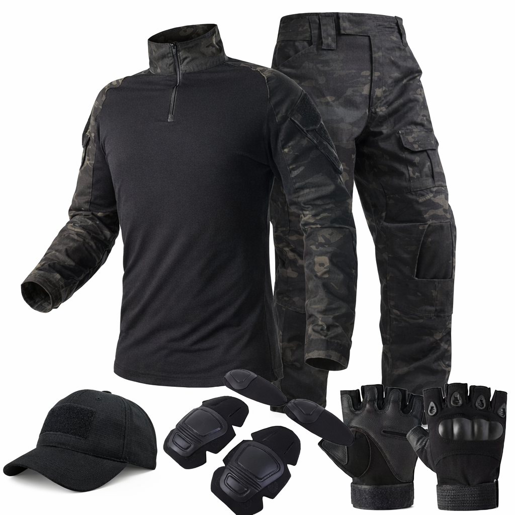 Men's Tactical Camouflage Set | Military Outdoor Paintball Gear | Combat Shirt & Pants | Cotton Polyester Blend
