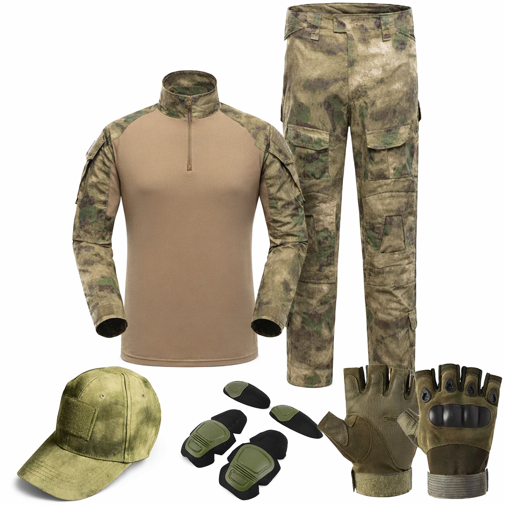 Men's Tactical Camouflage Set | Military Outdoor Paintball Gear | Combat Shirt & Pants | Cotton Polyester Blend