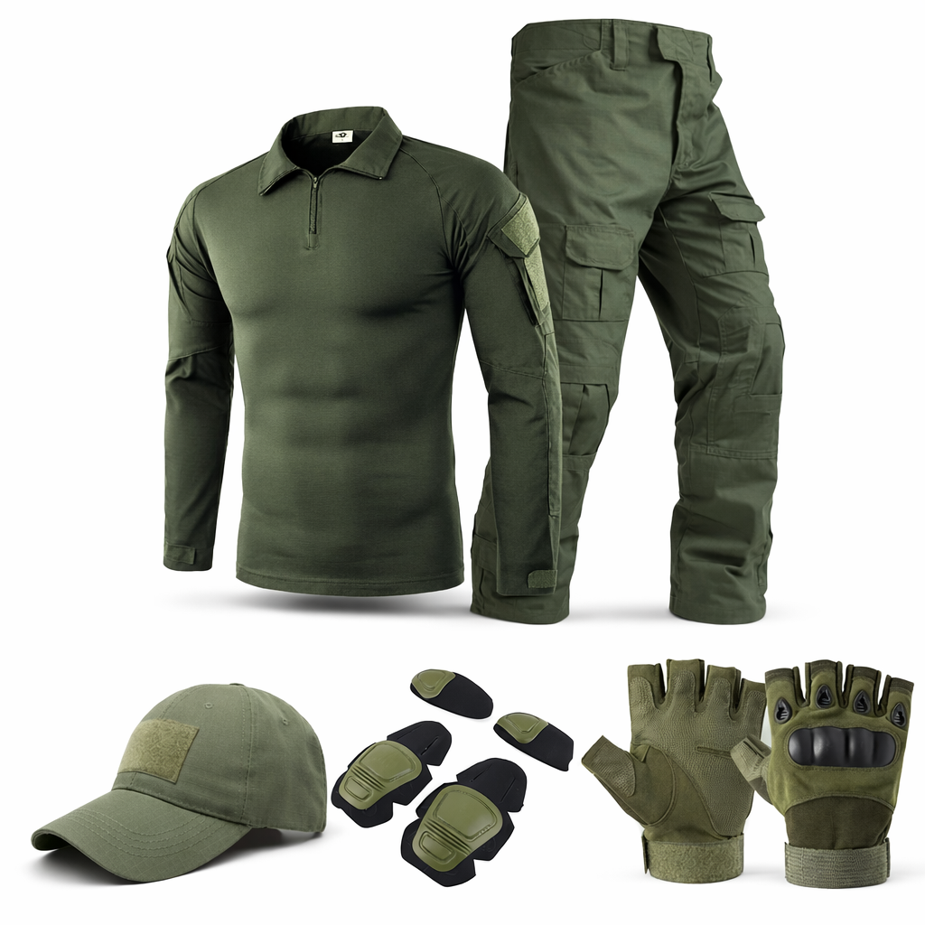 Men's Tactical Camouflage Set | Military Outdoor Paintball Gear | Combat Shirt & Pants | Cotton Polyester Blend