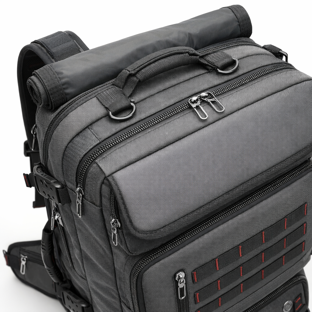 Men's Tactical Backpack | Multifunctional Outdoor Gear | 16-Inch Laptop Slot | Travel & Hiking Bag | Solid Black