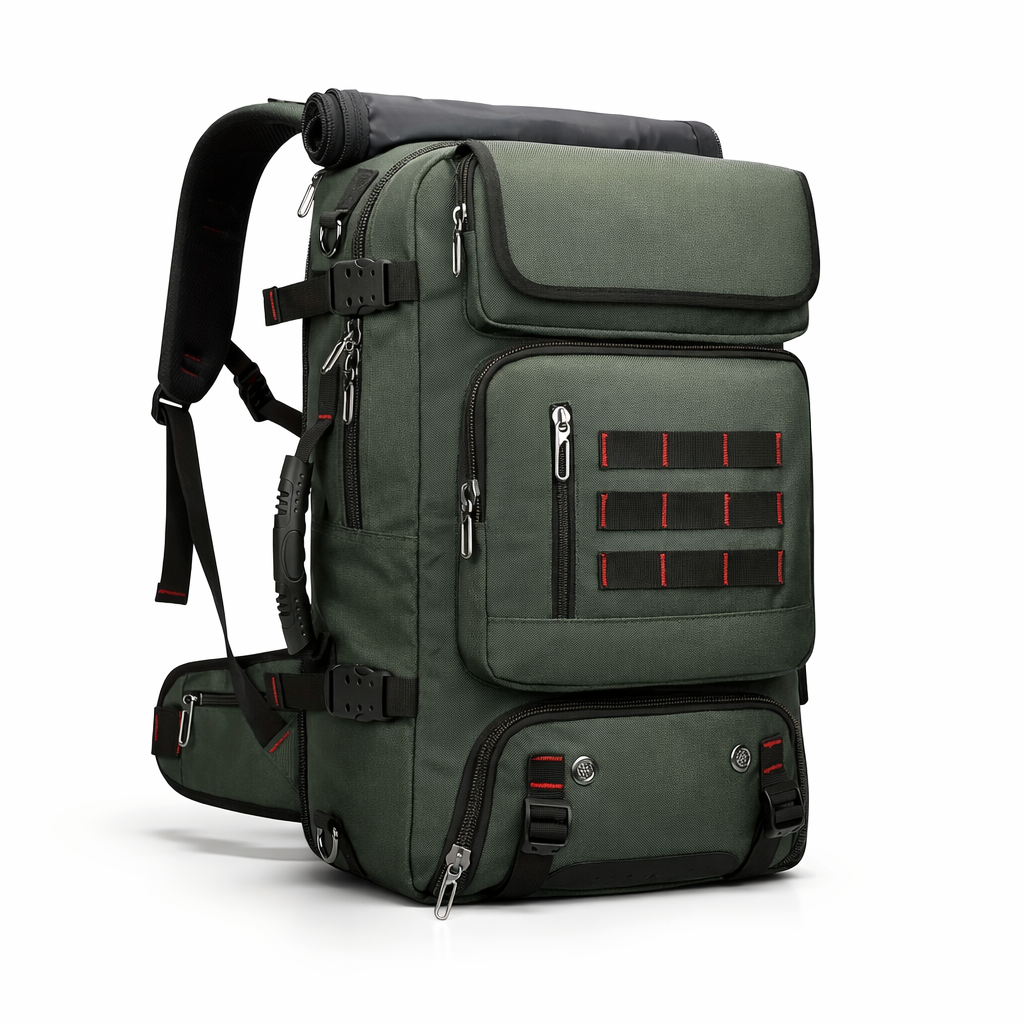Men's Tactical Backpack | Multifunctional Outdoor Gear | 16-Inch Laptop Slot | Travel & Hiking Bag | Solid Black