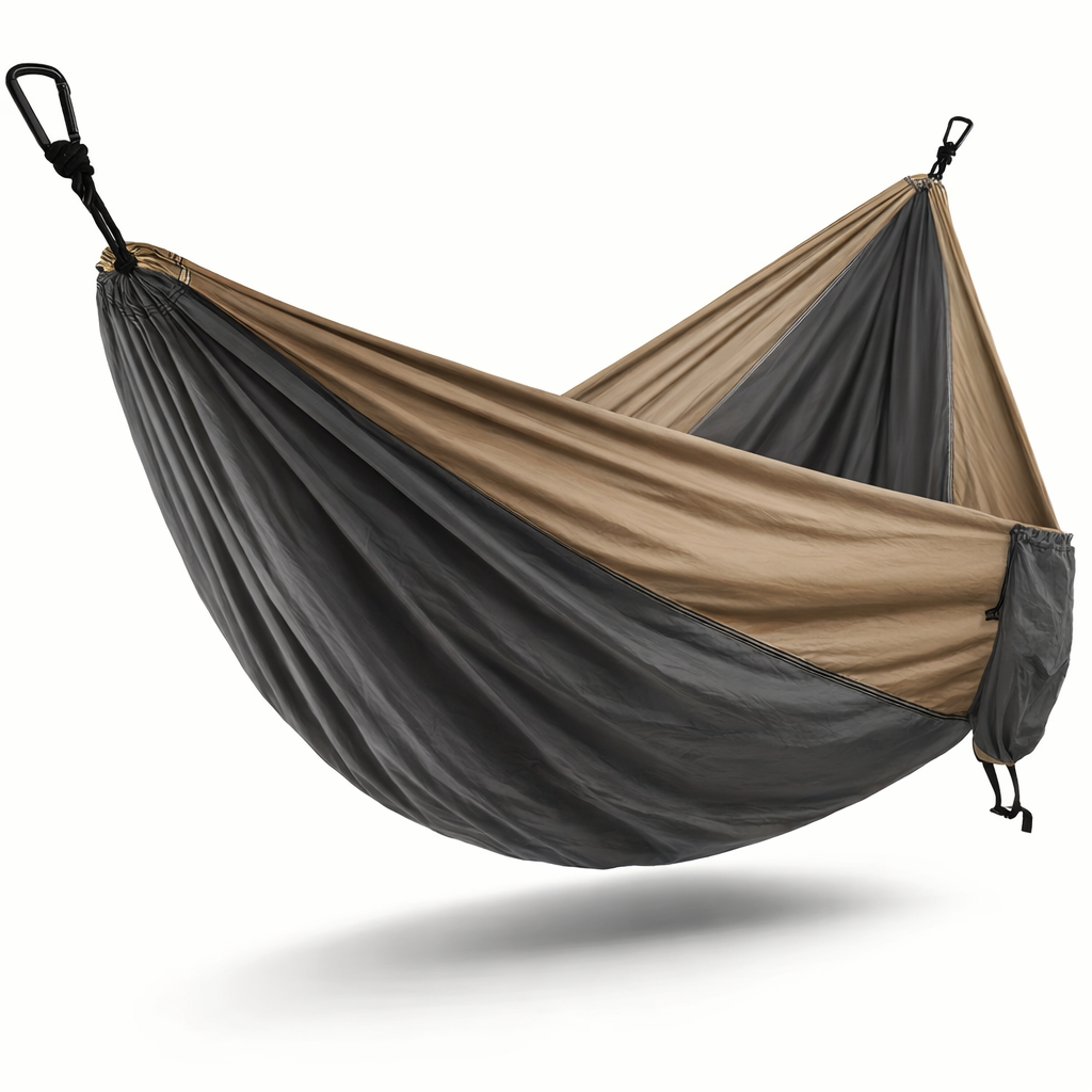 Black/Brown Hammock | Anti-Tip Design | Large Straps | Portable Bag Included | Heavy Duty for Outdoor Camping & Travel
