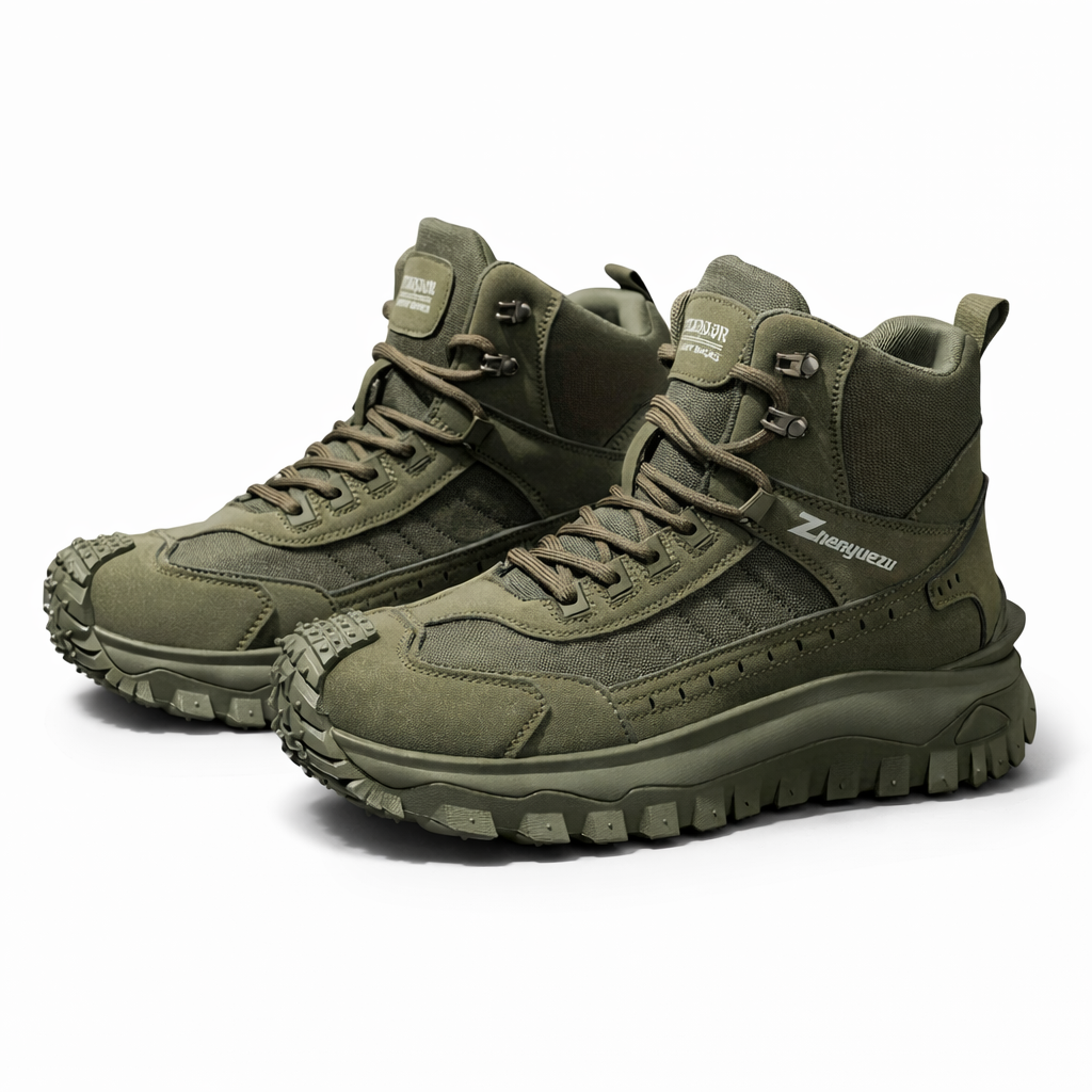 Zhenyuezu Men's High-Top Hiking Shoes | PVC Sole | PU Upper | Casual All-Season Outdoor Footwear | Lace-Up | Comfortable Walking Boots
