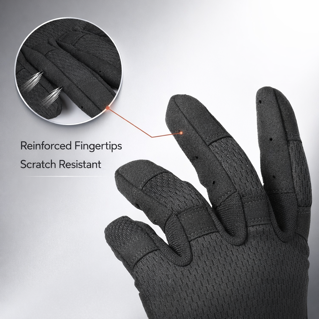 MVPTOO Men's Outdoor Full Finger Gloves | Breathable Nylon Knit | Adjustable Strap | Hiking & Camping