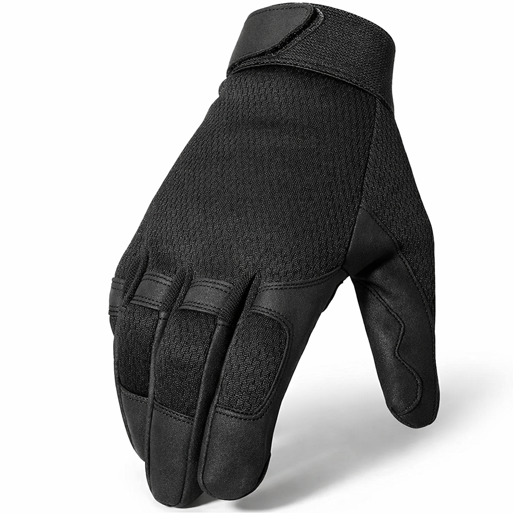 MVPTOO Men's Outdoor Full Finger Gloves | Breathable Nylon Knit | Adjustable Strap | Hiking & Camping