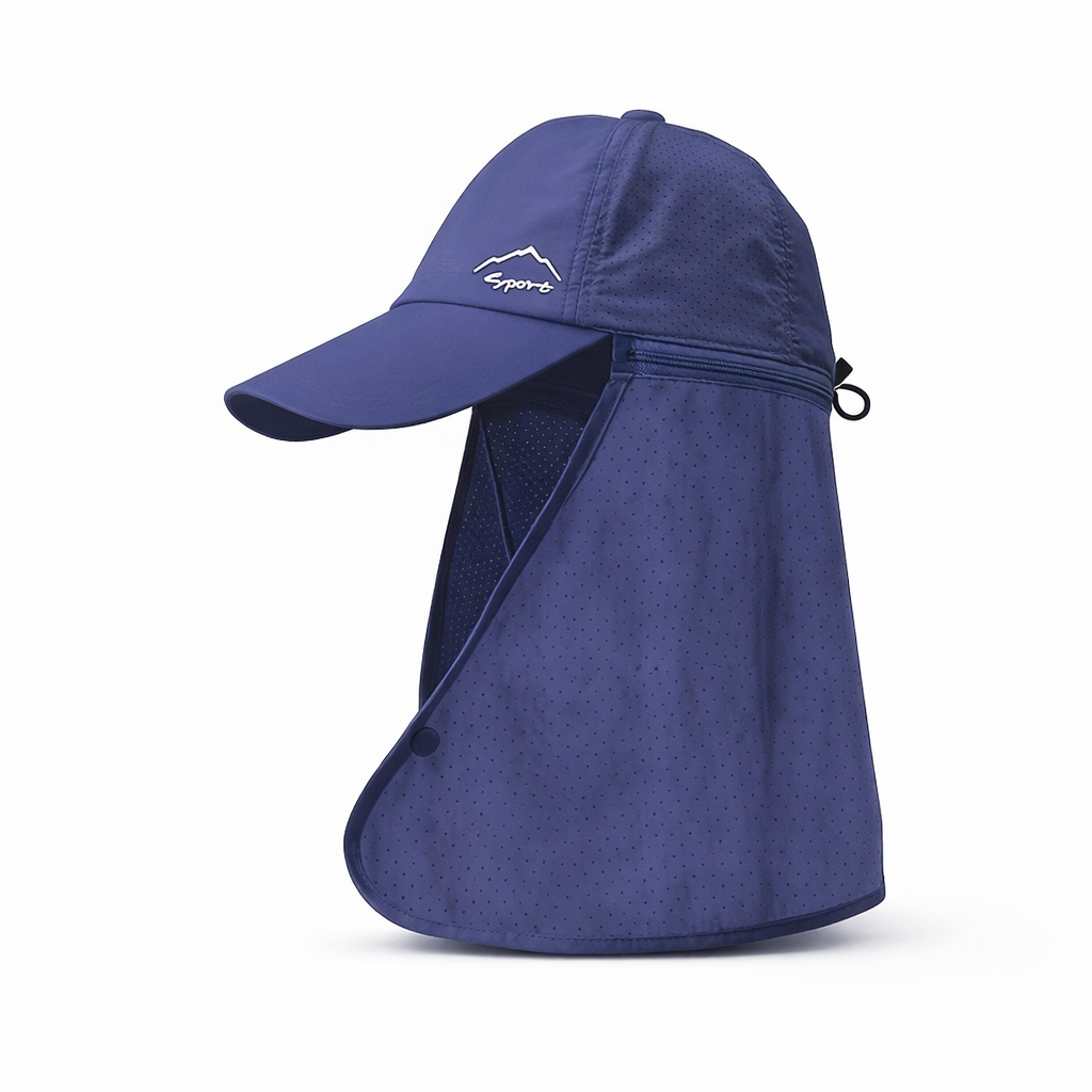 Men's Sun Protection Nylon Cap | Quick-Dry with Neck Shade | Hiking & Fishing Hat | Outdoor Black Headwear