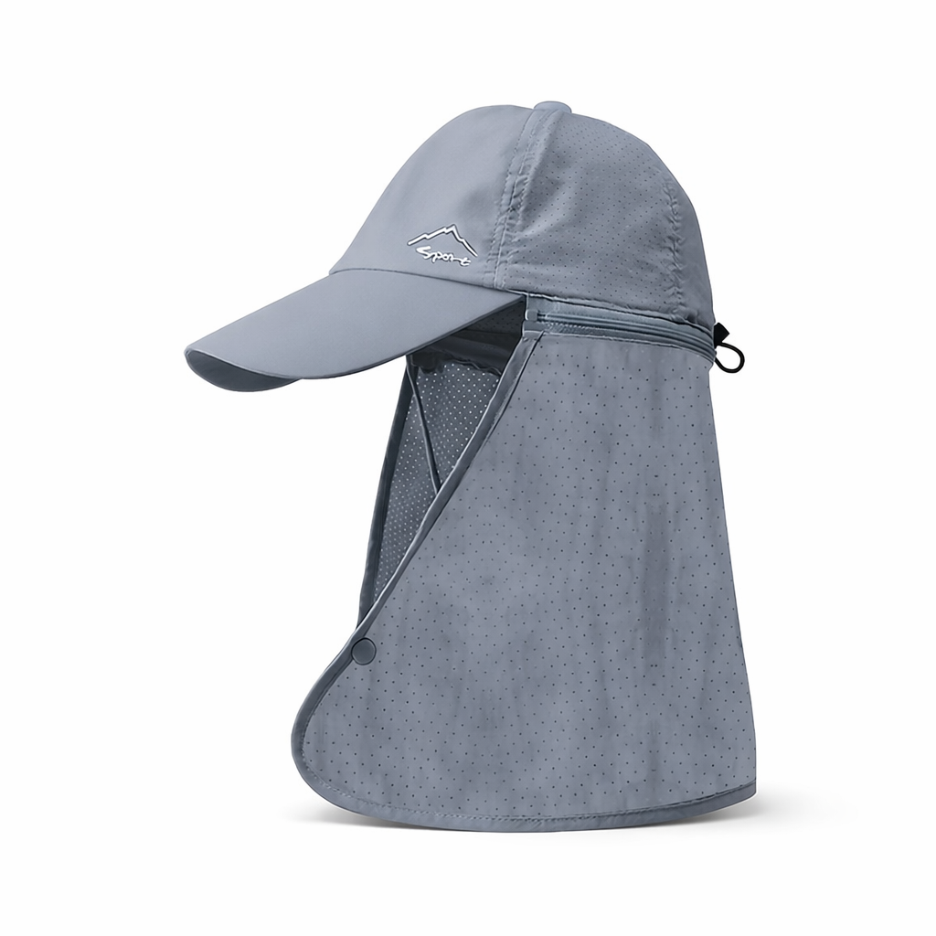Men's Sun Protection Nylon Cap | Quick-Dry with Neck Shade | Hiking & Fishing Hat | Outdoor Black Headwear