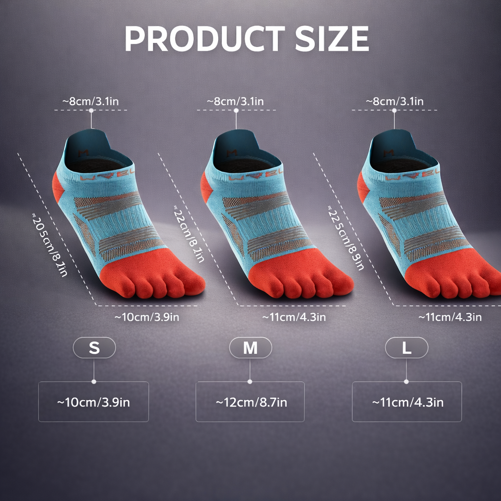 WRELS Breathable Stripe Toe Socks | Non-Slip Athletic Socks for Men & Women | Perfect for Hiking Running | Nylon | All-Season