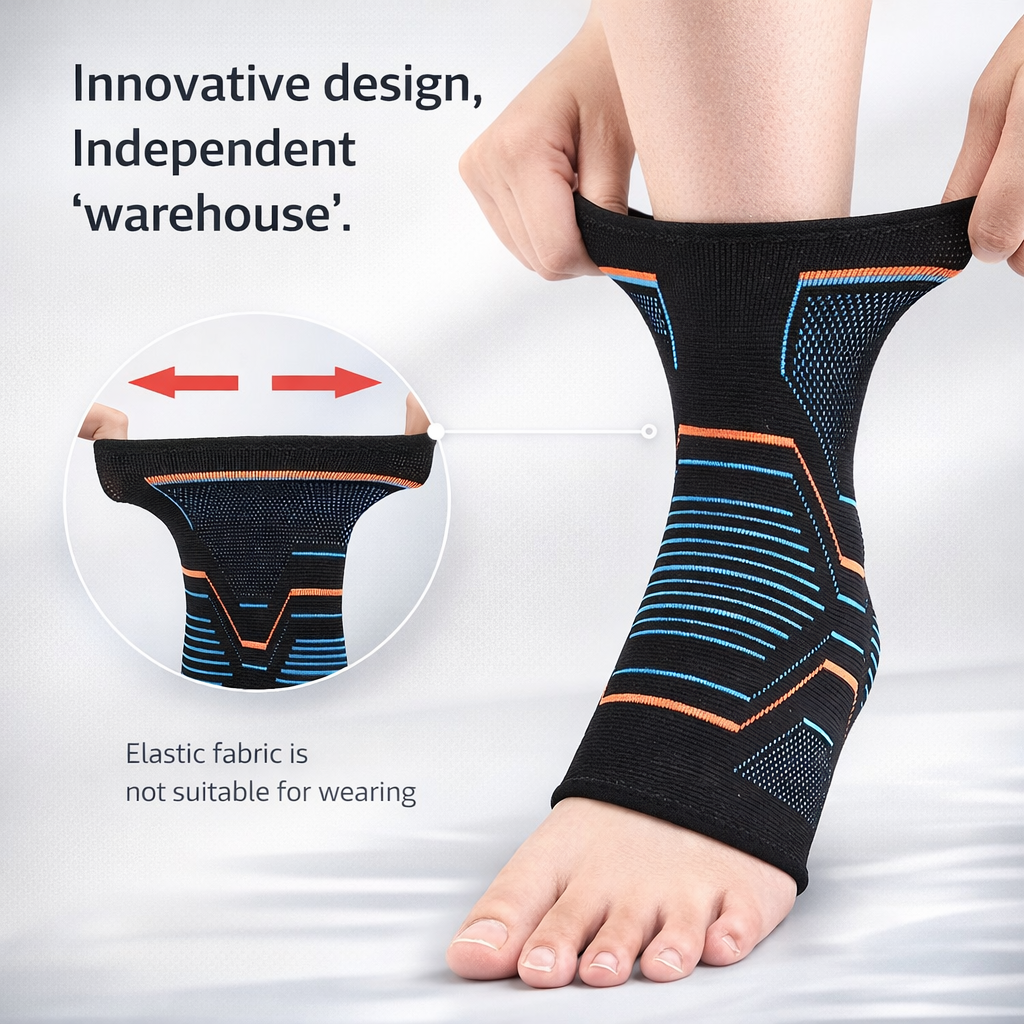 Black Compression Ankle Support | Polyester Absorption | Hiking Fitness Gear | Hand Wash | 1 Piece