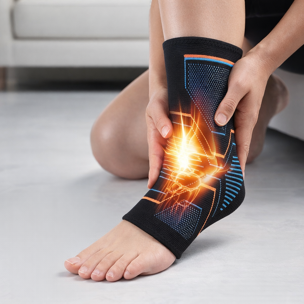 Black Compression Ankle Support | Polyester Absorption | Hiking Fitness Gear | Hand Wash | 1 Piece