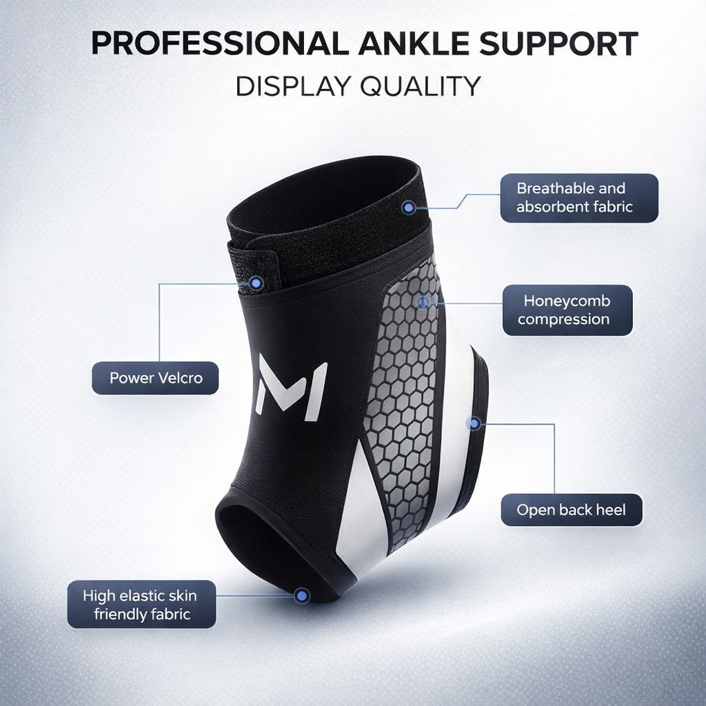 Breathable Ankle Support Compression Socks | Prevent Sprains Hiking Cycling | Hook & Loop | Polyamide