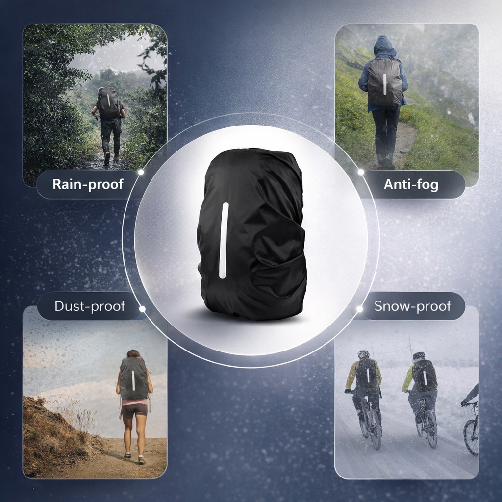 15-80L Backpack Cover | Waterproof Reflective Polyester | Dustproof for Cycling, Hiking, Camping, Travel