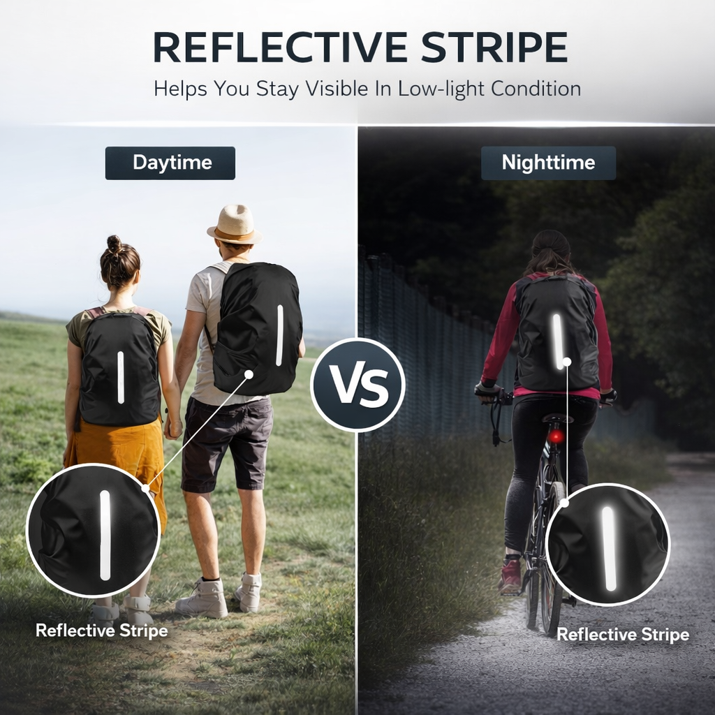 15-80L Backpack Cover | Waterproof Reflective Polyester | Dustproof for Cycling, Hiking, Camping, Travel