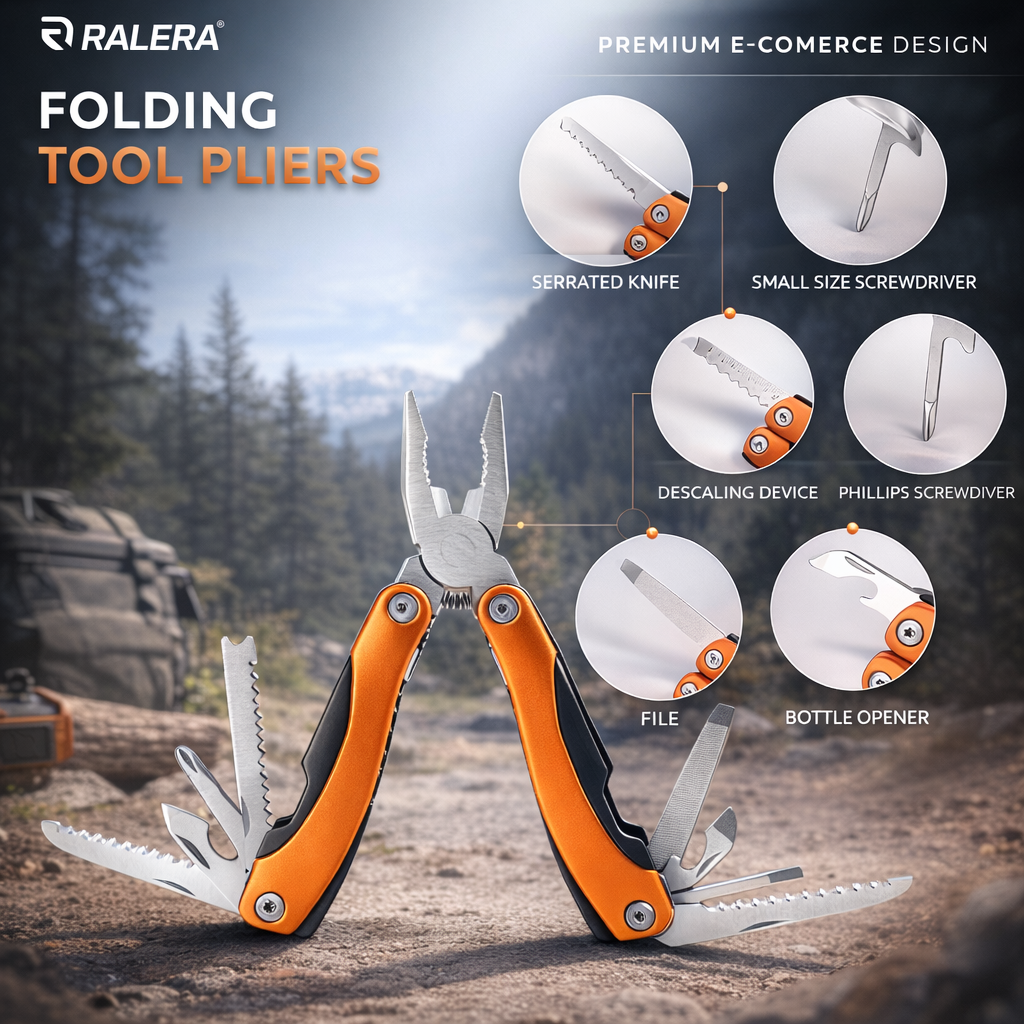 RALERA Stainless Steel Multi-Tool | Needle-Nose Pliers with Mini Saw & Bottle Opener | Outdoor Camping & Fishing Gear | Christmas Gift