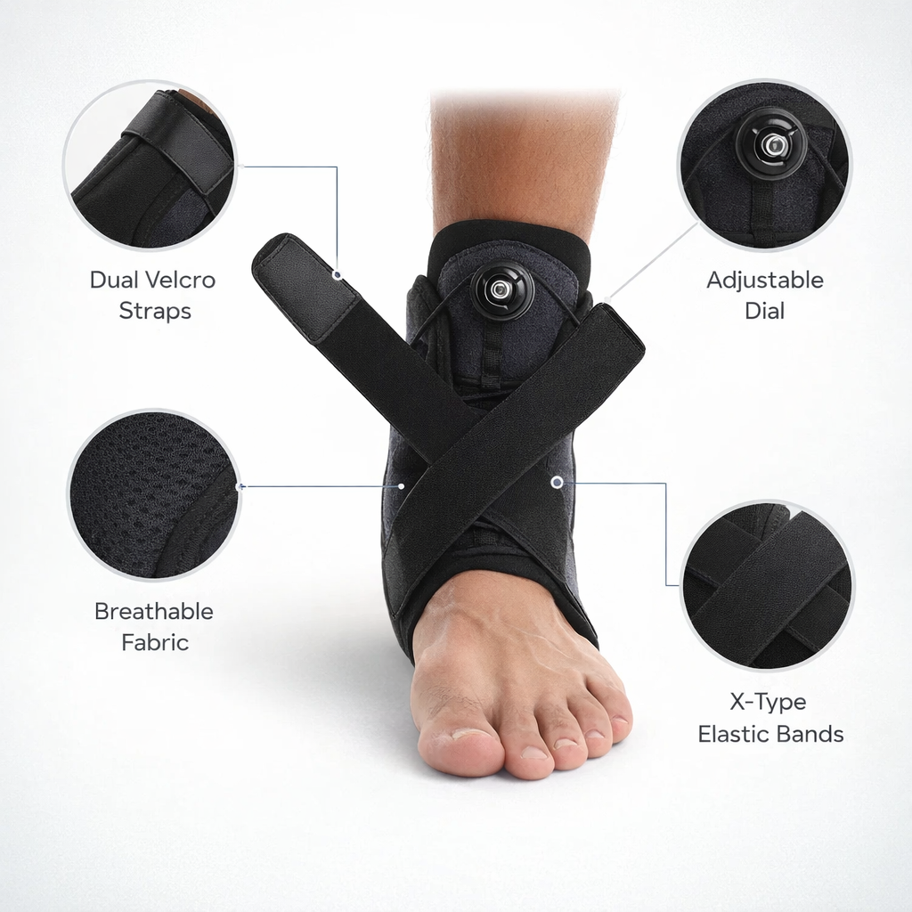 Ankle Support Brace with Side Stabilizers | Adjustable Tendinitis Recovery | ZMHTDREAMHUNTER | Unisex | OK Cloth Material
