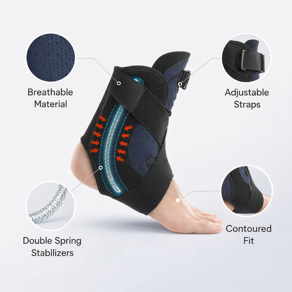 Ankle Support Brace with Side Stabilizers | Adjustable Tendinitis Recovery | ZMHTDREAMHUNTER | Unisex | OK Cloth Material