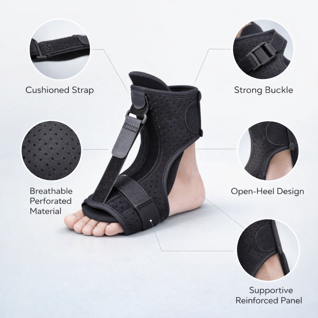 Adjustable Plantar Fasciitis Night Splint Brace | Foot Drop Support | Arch Pain Relief & Achilles Care