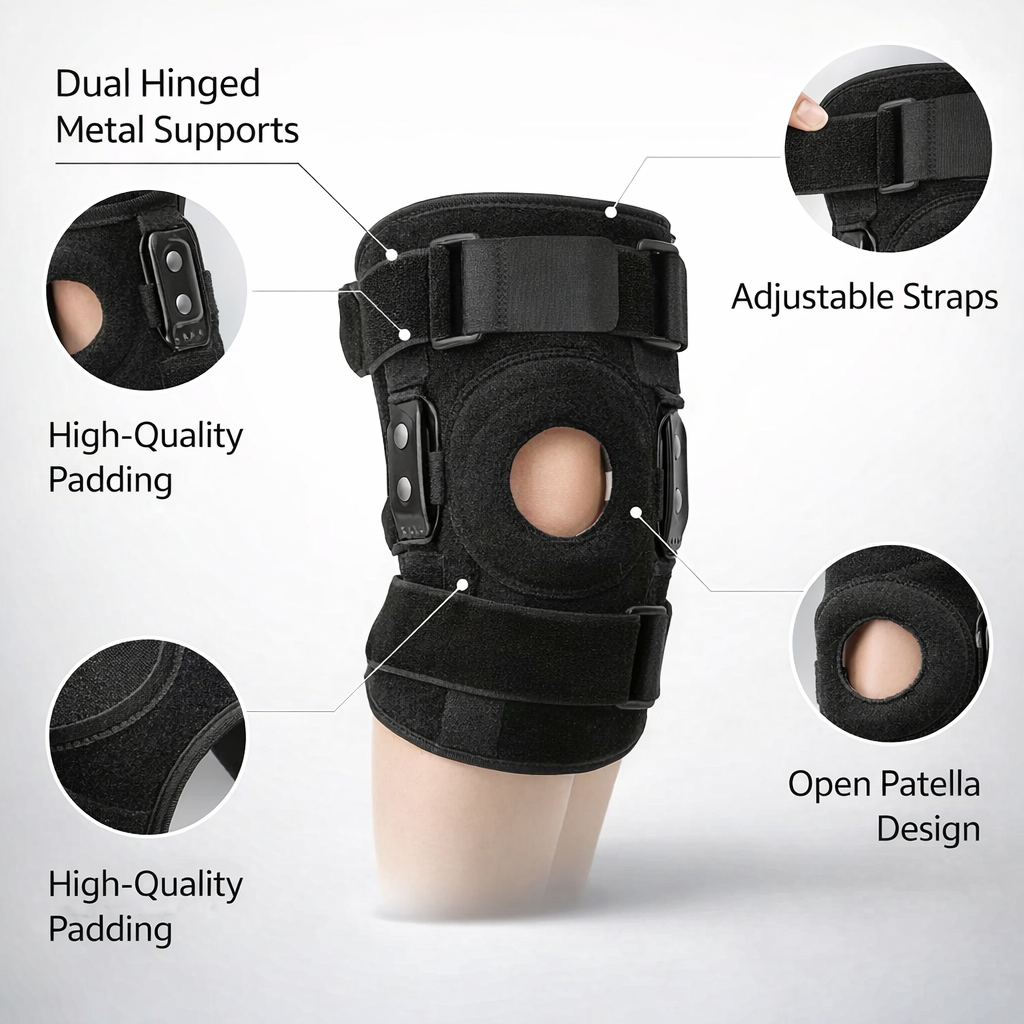 NUOYING Adjustable Hinged Knee Support | Joint Pain Relief | Meniscus Tear & Patellar Tendon Brace | Leg Stabilizer