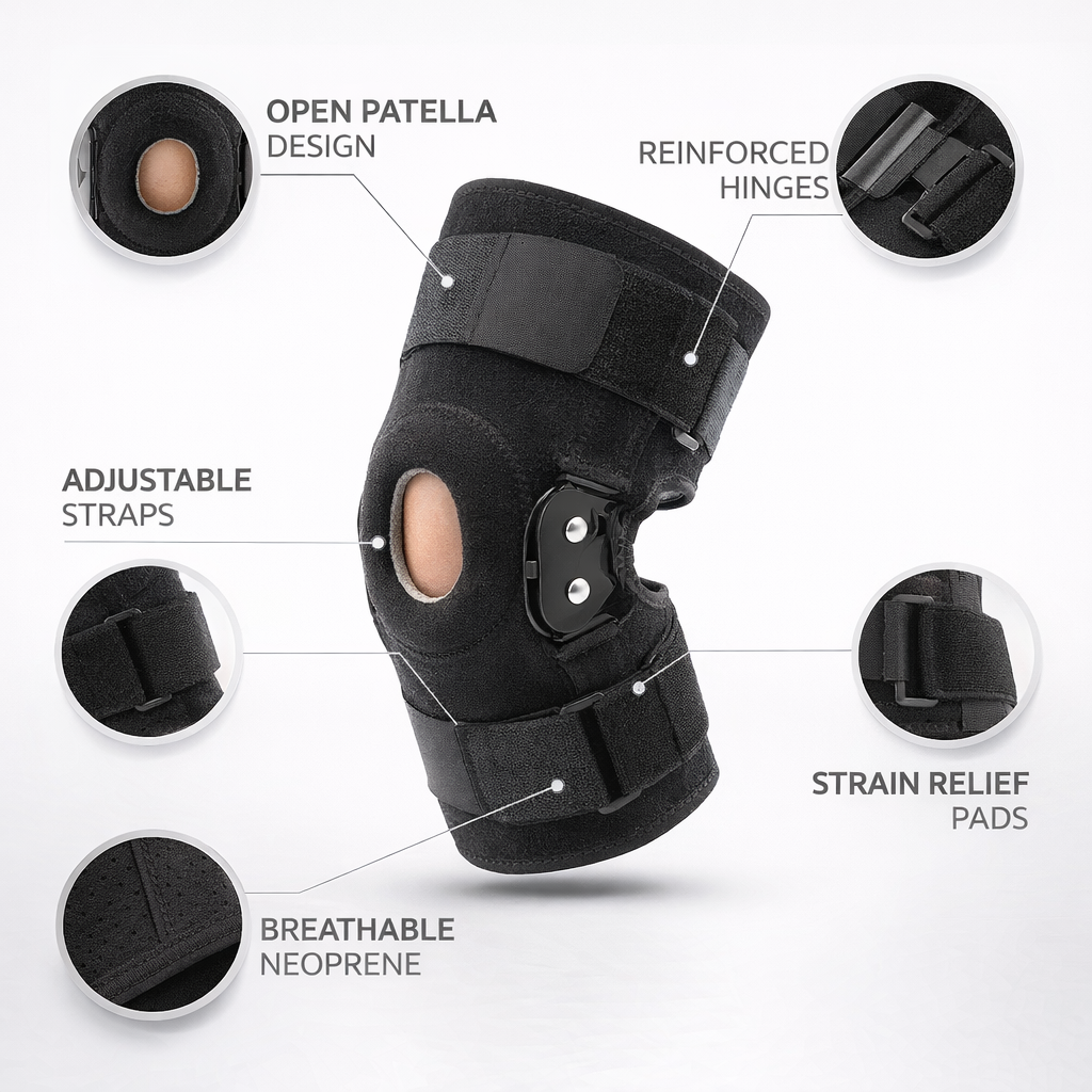 NUOYING Adjustable Hinged Knee Support | Joint Pain Relief | Meniscus Tear & Patellar Tendon Brace | Leg Stabilizer