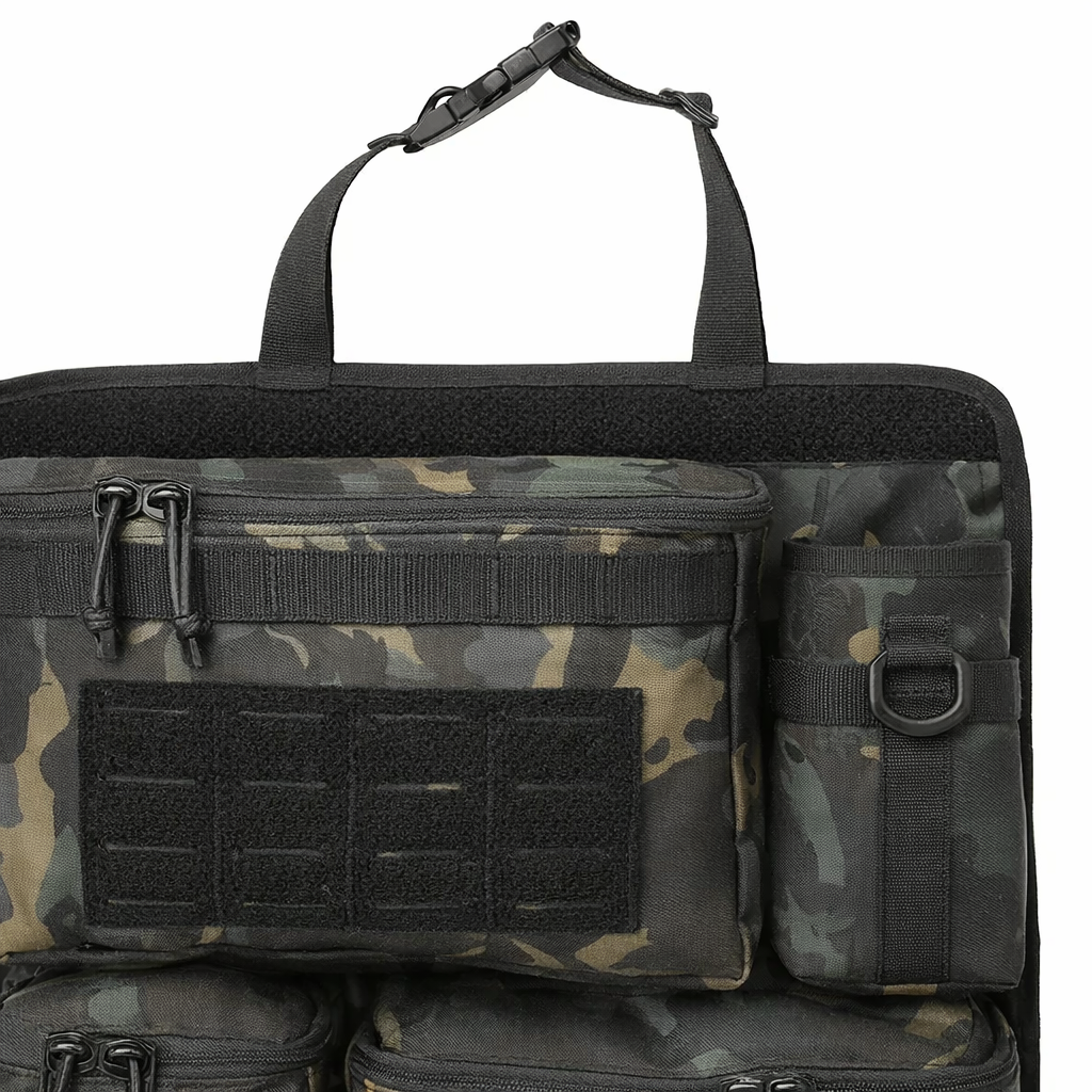 Car Backseat Tactical Organizer | Multi-Pocket Hanging Storage Bag | Foldable Polyester Camo Design