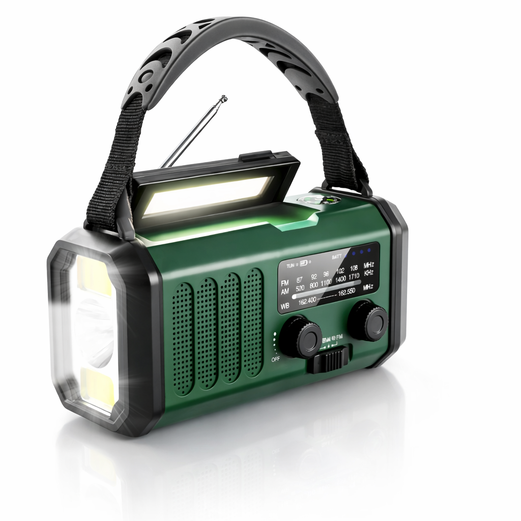 Bytelike Portable AM/FM Radio | Solar Crank-Powered | LED Flashlight | USB Charging | SOS Alert | Outdoor Survival