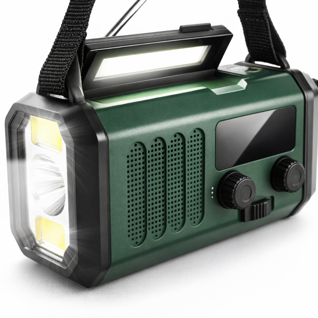 Bytelike Portable AM/FM Radio | Solar Crank-Powered | LED Flashlight | USB Charging | SOS Alert | Outdoor Survival