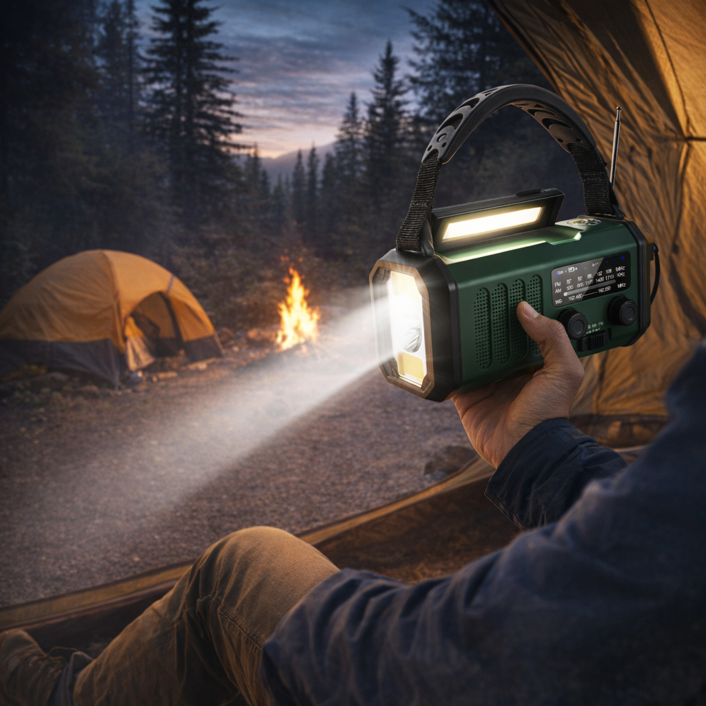 Bytelike Portable AM/FM Radio | Solar Crank-Powered | LED Flashlight | USB Charging | SOS Alert | Outdoor Survival