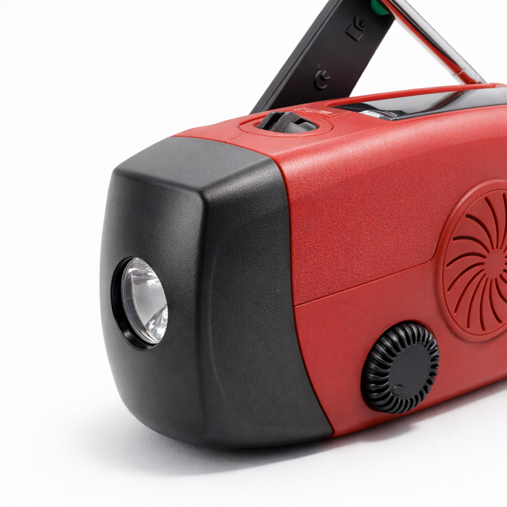 Portable Hand-Crank Generator | Emergency Weather Radio | Solar LED Flashlight | FM NOAA Power Bank | ABS-Plastic