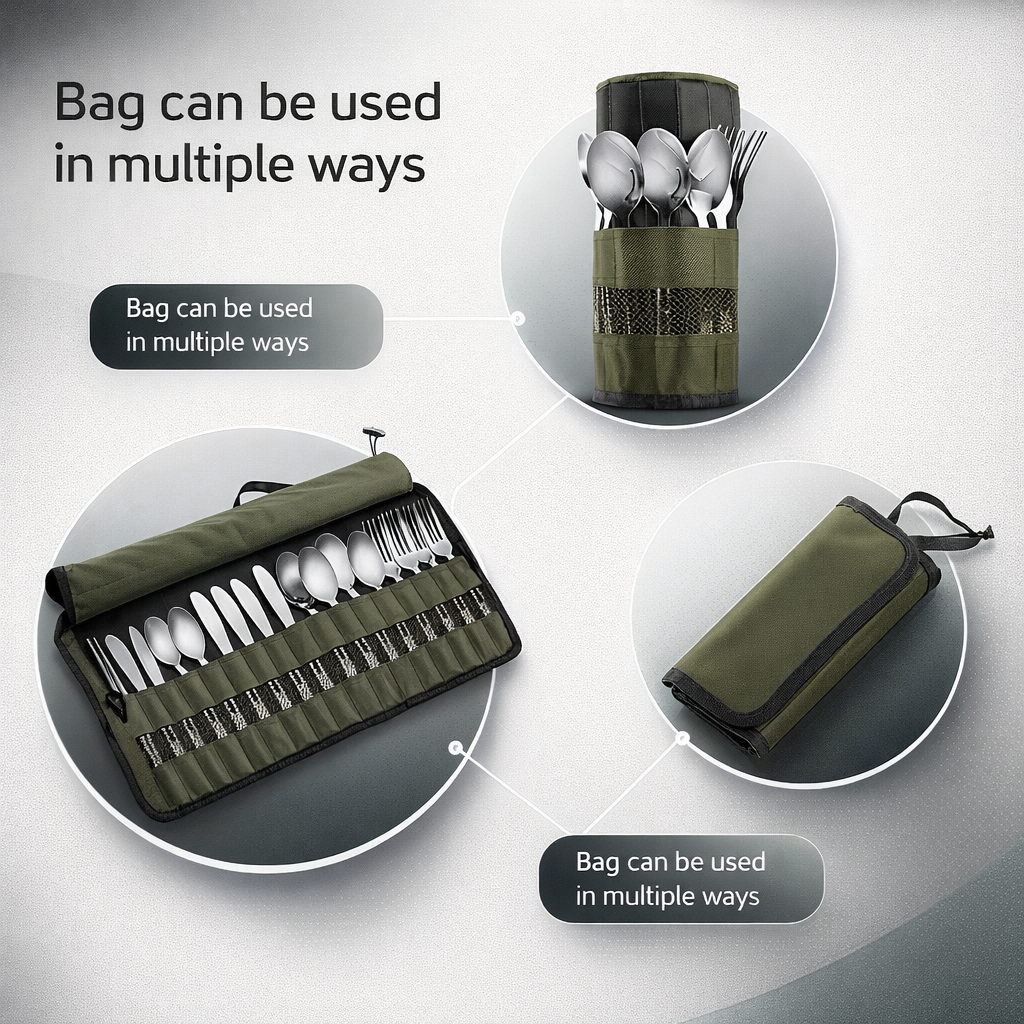 Portable Camping Utensil Storage Bag | Oxford Fabric with Safety Slot | Lightweight Travel Case