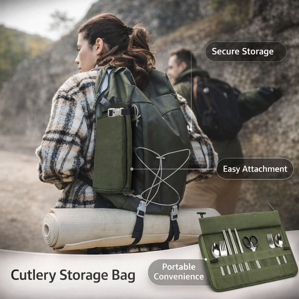Portable Camping Utensil Storage Bag | Oxford Fabric with Safety Slot | Lightweight Travel Case