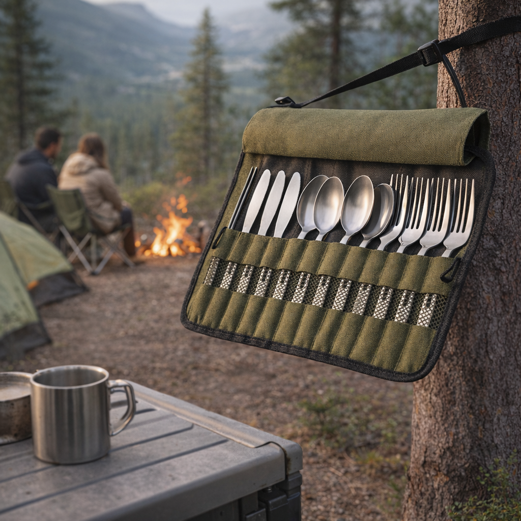 Portable Camping Utensil Storage Bag | Oxford Fabric with Safety Slot | Lightweight Travel Case