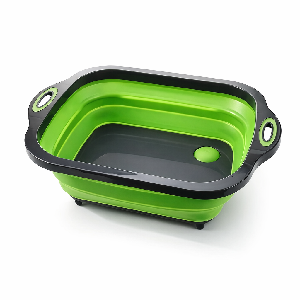 Portable Collapsible Basin with Integrated Sink | Space-Saving Design | Ideal for Camping, Travel, Home | Durable Plastic Construction
