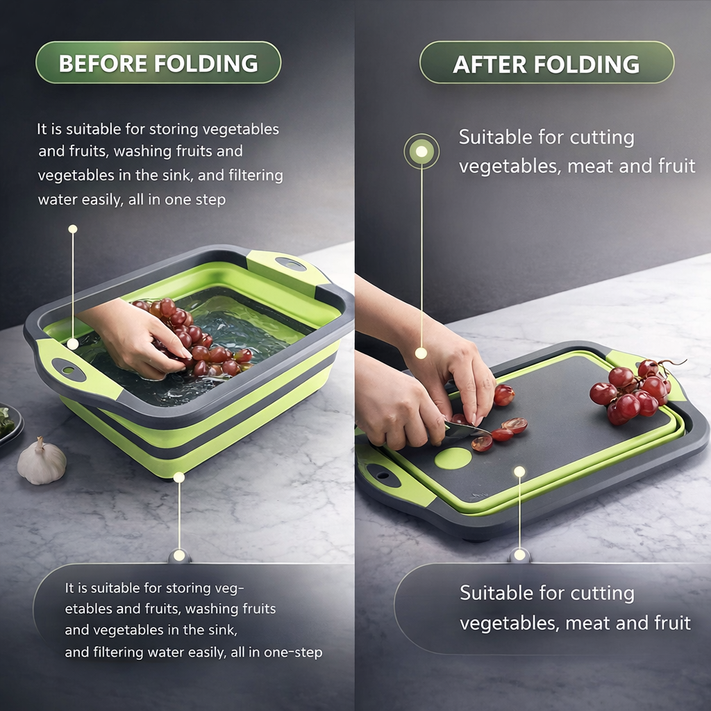 Portable Collapsible Basin with Integrated Sink | Space-Saving Design | Ideal for Camping, Travel, Home | Durable Plastic Construction