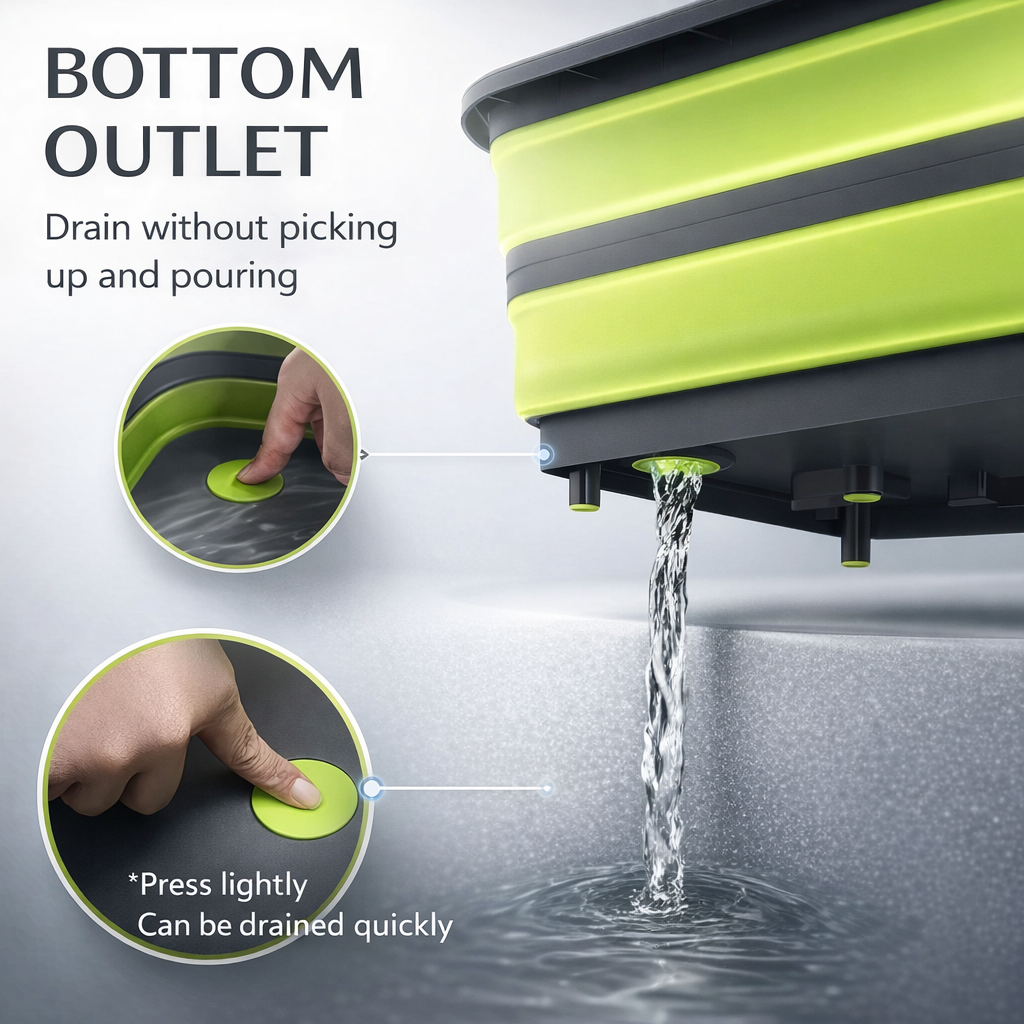Portable Collapsible Basin with Integrated Sink | Space-Saving Design | Ideal for Camping, Travel, Home | Durable Plastic Construction
