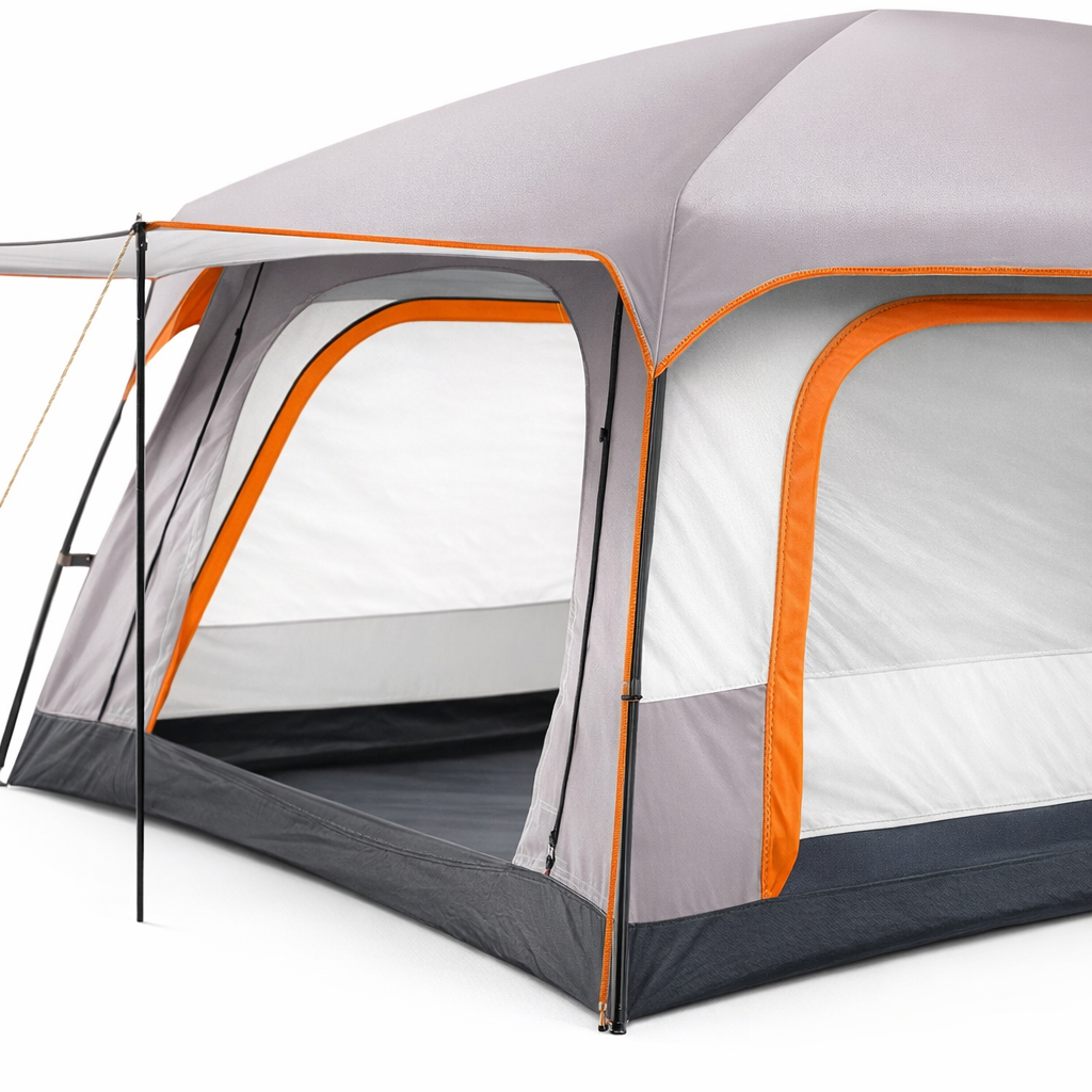 Family Camping Tent | 2-4 People | Sunshade | Waterproof PU Coating | Vestibule | Mosquito Net | Ventilated | 3 Doors | Portable