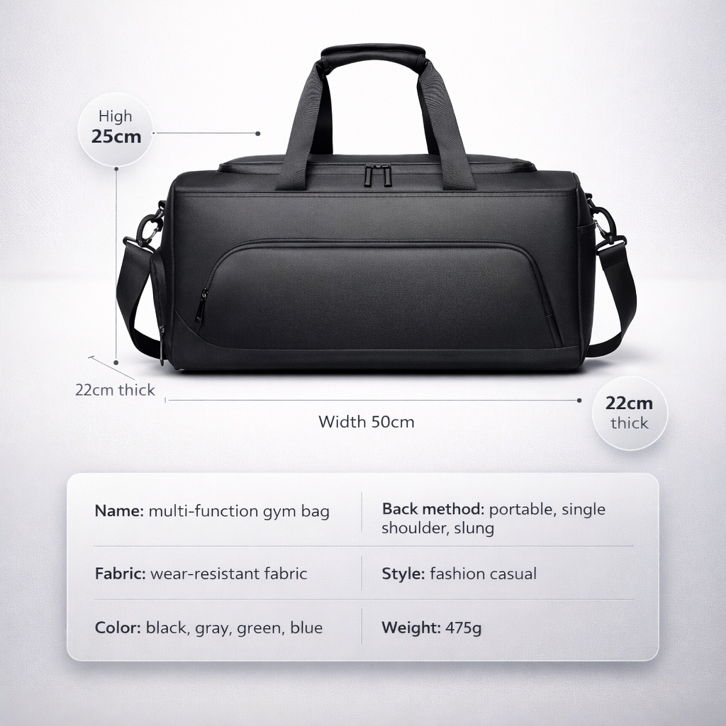 Portable Travel Duffel Bag | Large Capacity PU Handbag | Multiple Compartments | Shoe Storage | Waterproof Gym Vacation