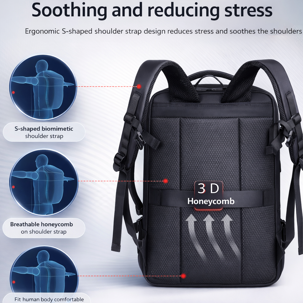 Men's Expandable Business Backpack | Waterproof Large Capacity | USB Charging | Travel Laptop Bag