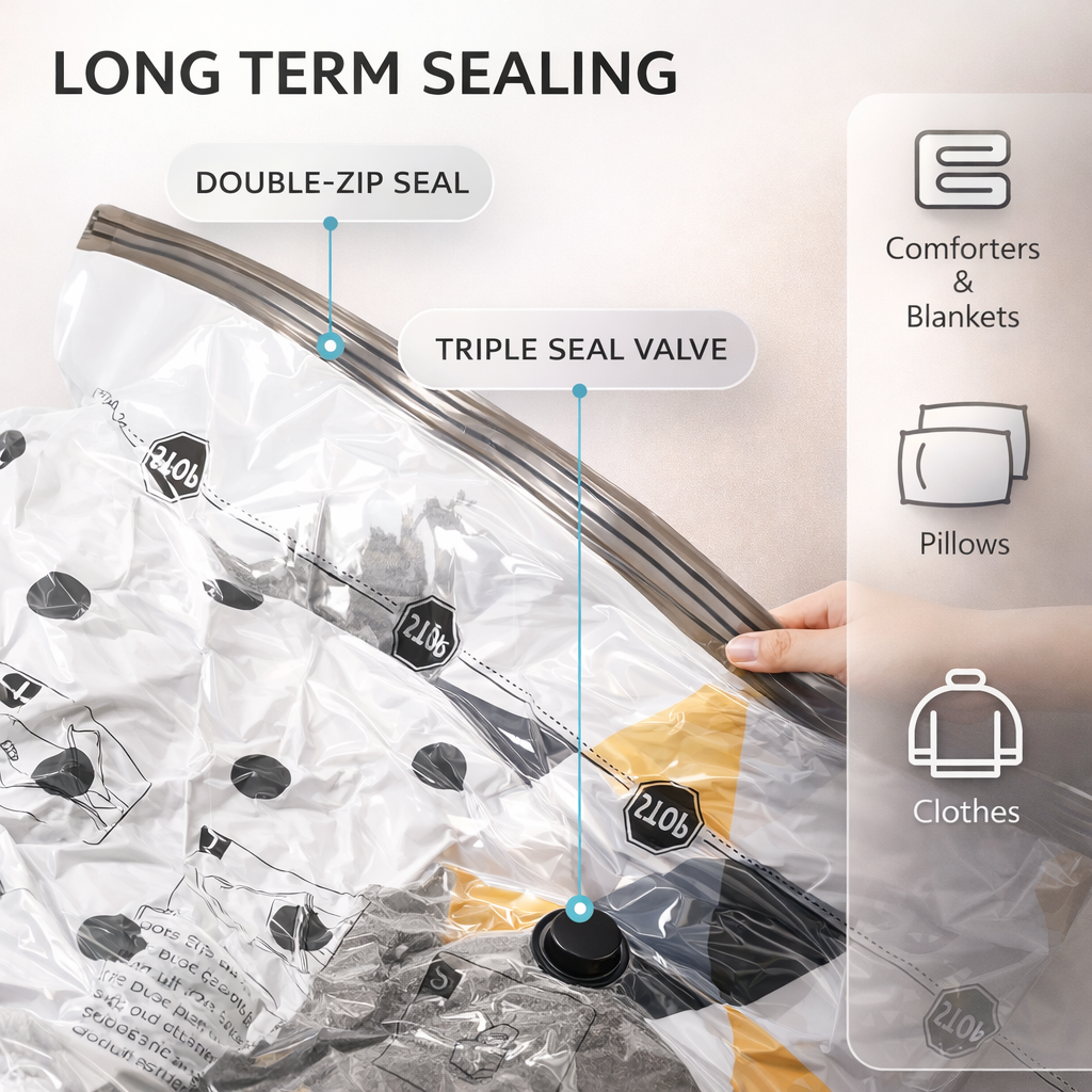 Space-Saving Vacuum Storage Bags | Travel Compression Seal Bags | Eco-Friendly Folding Design | Camping Essentials