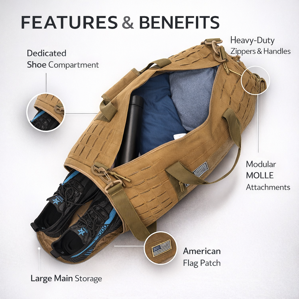 ReFire Gear Tactical Gym Bag | 40L Water-Resistant Travel Duffel | Unisex Polyester Sports Bag with Shoe Compartment