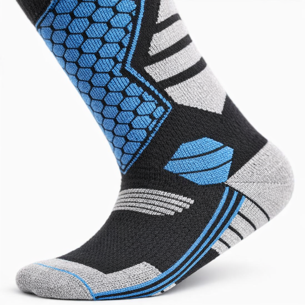 3 Pairs Knee-High Thermal Socks for Men | Winter Sports | Striped Pattern | Machine Washable | Warm & Breathable | Outdoor Hiking & Skiing