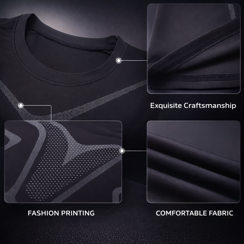 Men's Thermal Fleece Compression Set | Geometric Pattern | Breathable Top & Leggings | Winter Sports Wear