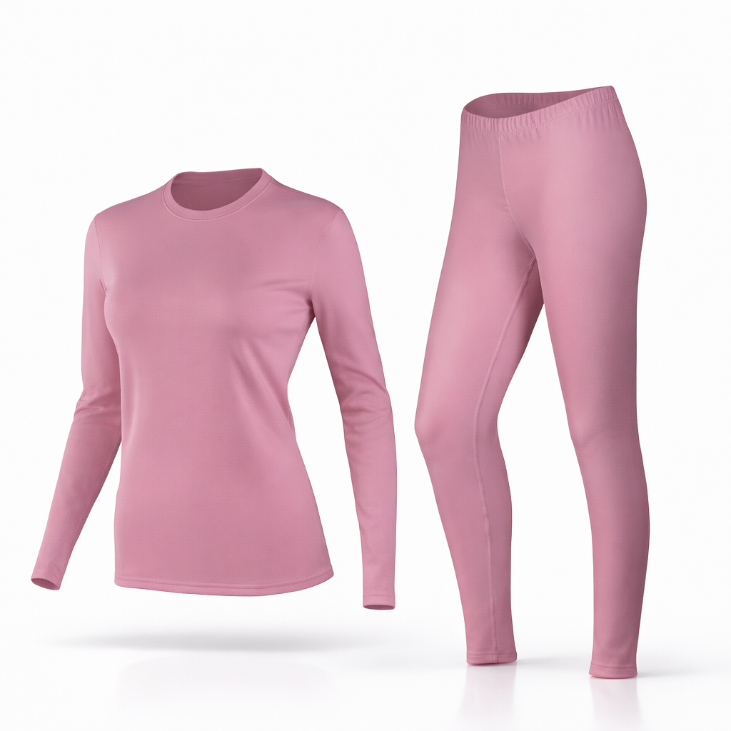 Women's Thermal Fleece Base Layer Set | Warm Autumn Winter Underwear | Solid Knit Top & Leggings | Polyester | Hand Wash