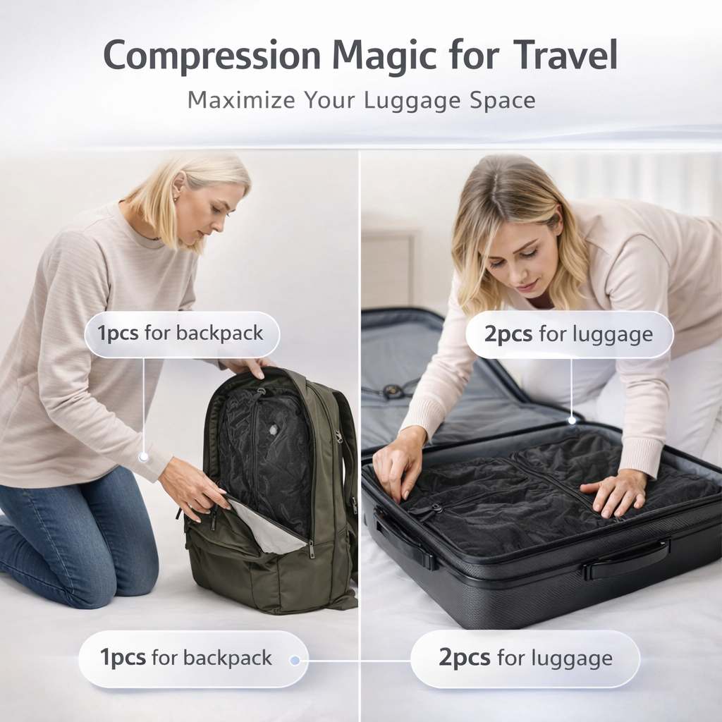 Portable Vacuum Compression Bag with Air Pump | Waterproof PVC Travel Storage | Multi-Use | Reusable Packing Solution