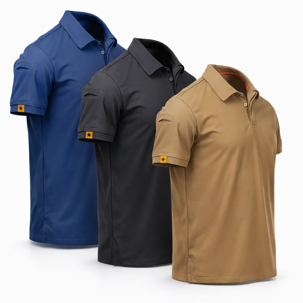 Men's Quick-Dry Embroidered Polo Shirts | Breathable Elastic Polyester Tees | Summer Hiking Camping