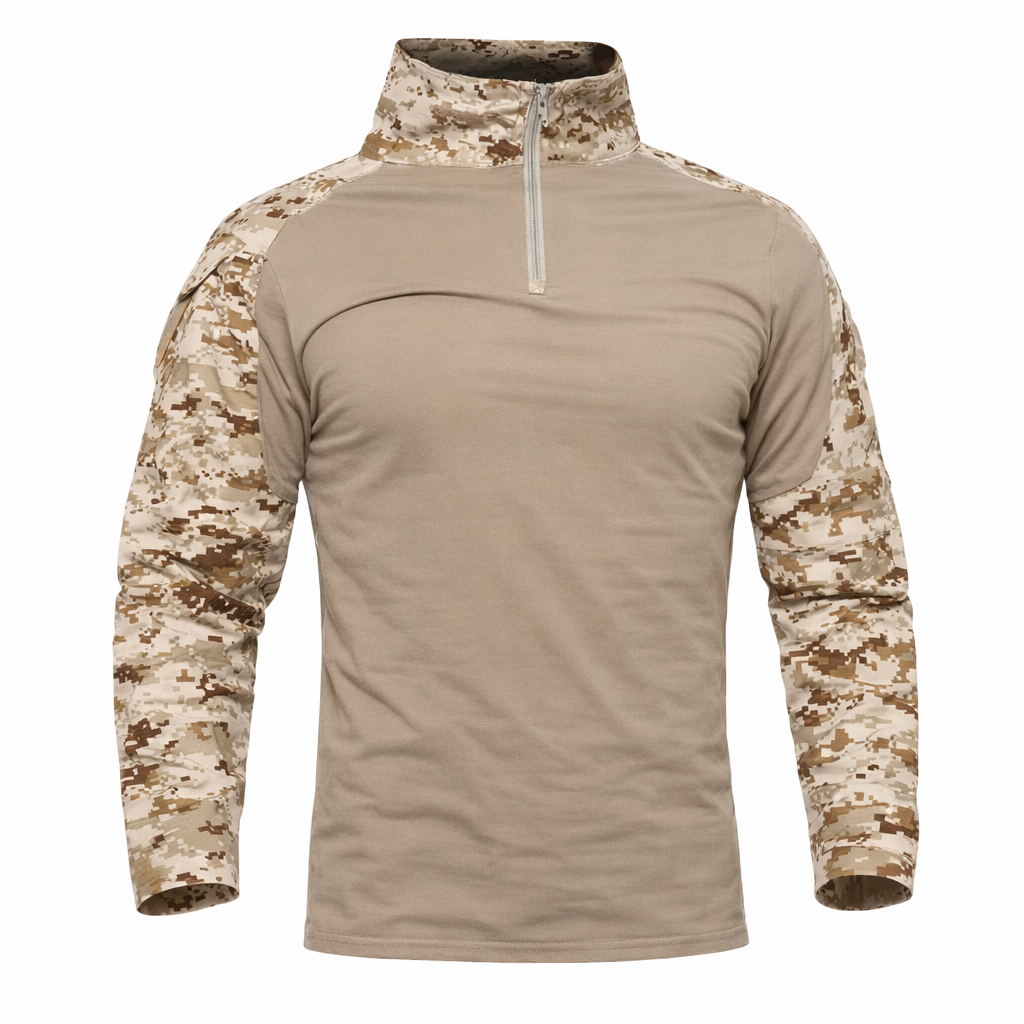 Men's Outdoor Tactical Long Sleeve Shirt | Camouflage Design | Cotton DRYTEC Fabric